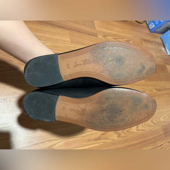 Sam Edelman Black Leather Flats - Picture 1 of 2